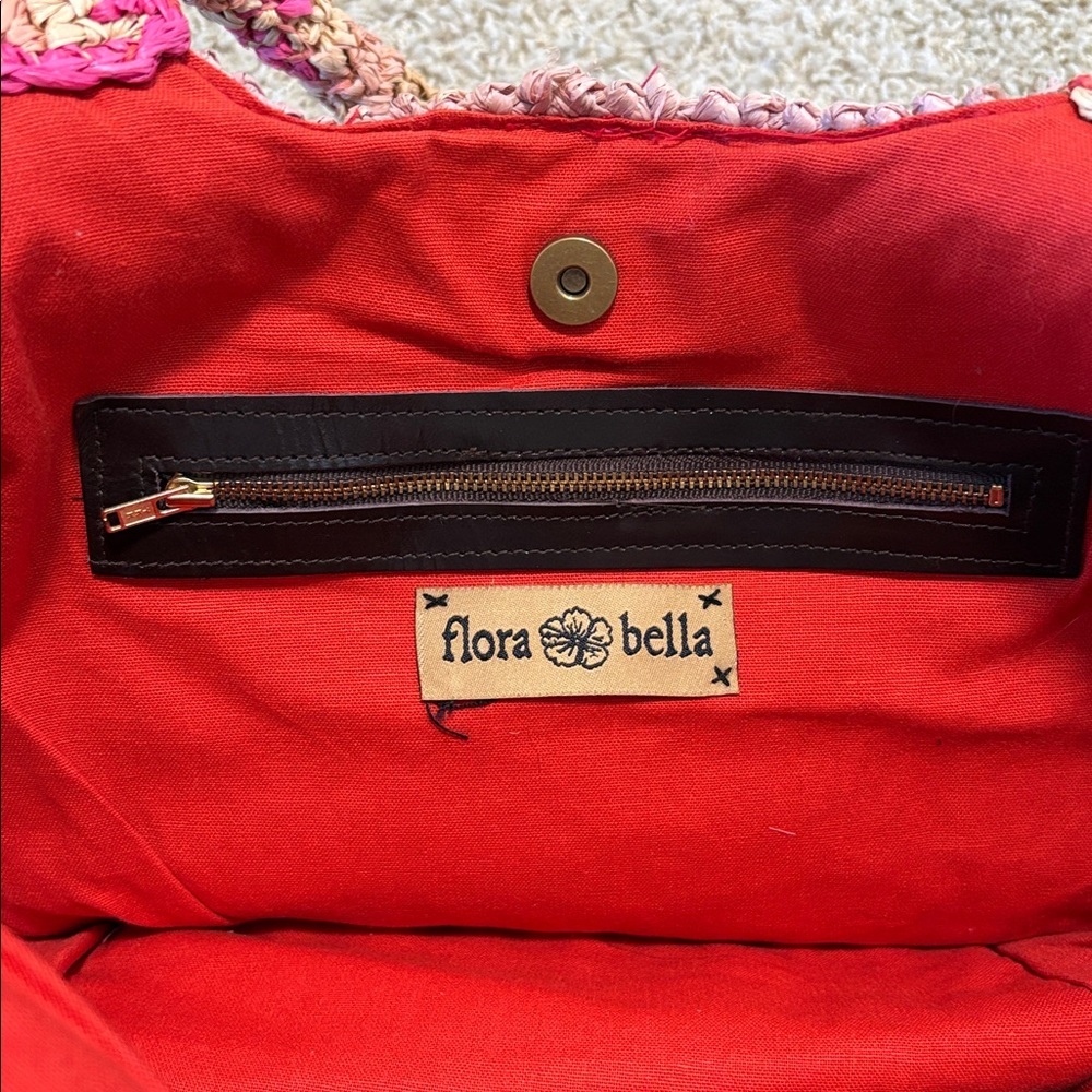 Pink and Tan Woven Women's Bag - Picture 6 of 6